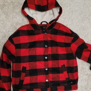 Hurley Red and Black Plaid Kids Hoodie